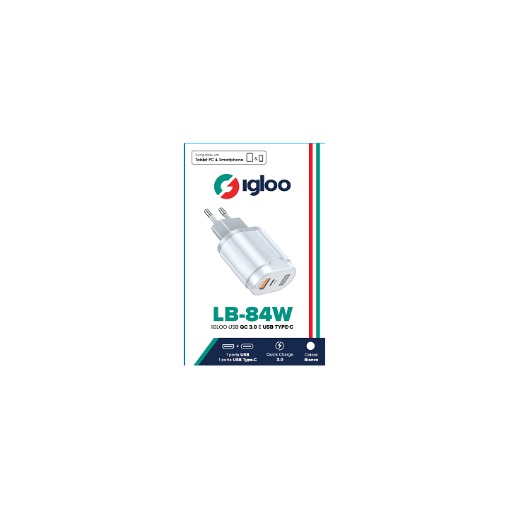 IGLOO USB QC 3.0 E USB TYPE-C WHITE